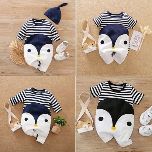 Prowow Cartoon Baby Clothes Penguin Toddler Sleepwear For Newborn Rompers Summer Male Babies Jumpsuits Lovely Newborn Overalls