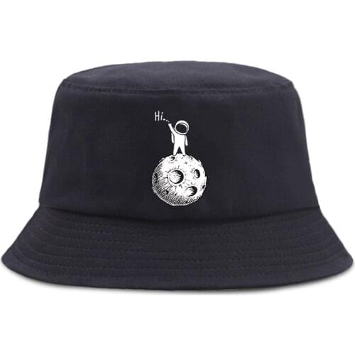 Astronaut On The Moon Beckon Printing Bucket Hats For Women Fashion Fishing Men Bob Hat Hip Hop Sunscreen Sun WomenS 2020 Cap