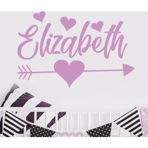 Personalized Name Wall Art Decal Arrow Heart Stickers Girls Bedroom Wall Door Decor Boho Decals Self Adhesive Nursery Mural G105