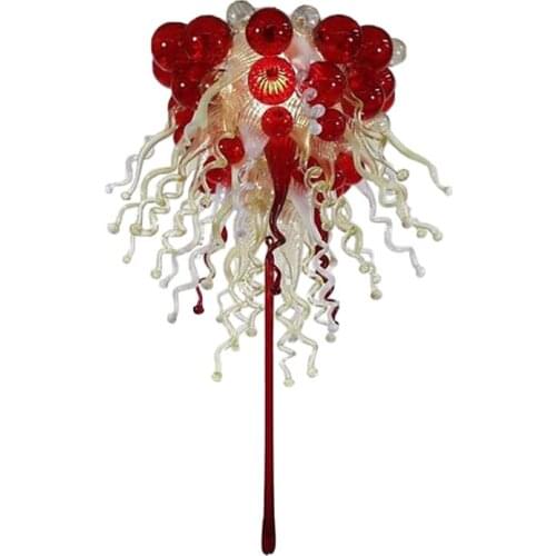 Ruby Red Color Led Bubbles and Twists Pendant Lamp Modern Hand Blown Glass Chandelier 24 Inches American Home Art Decor Lights