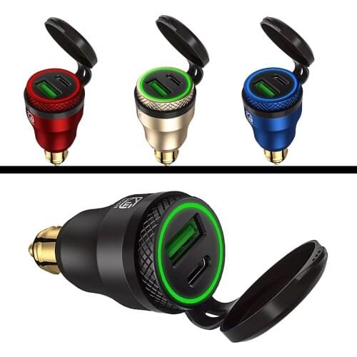 For Hella DIN Plug Type-C USB Dual Port Motorcycle Cigarette Lighter Power Socket For BMW F650GS F700GS R1200 2015 Triumph Tiger