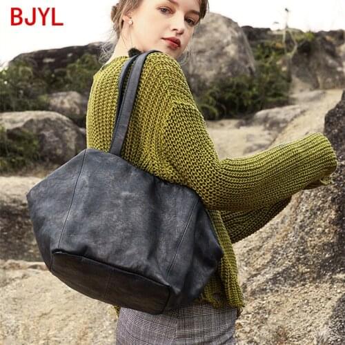 Retro casual leather women shoulder bag original niche soft genuine leather female handbag large capacity women tote bags 2020