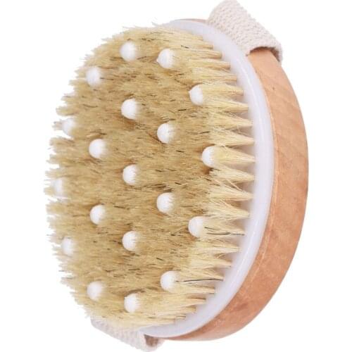 Natural bristles Bath brush Body Maasage No Handle Bath Brush Body Exfoliating SPA Hot Dry Skin Body Wooden Dry Brush