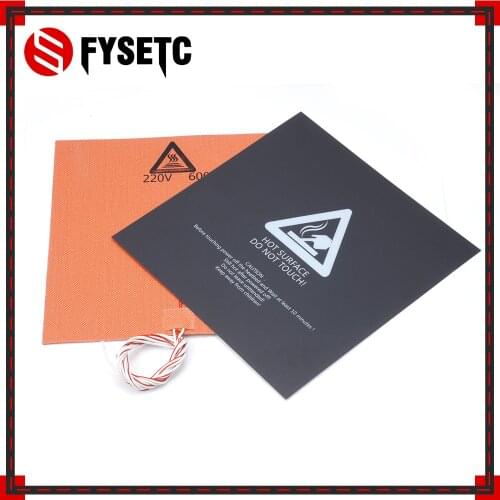 Silicone Heater Pad 300X300mm 220V 600W Heater +300*300mm Black Frosted Sticker Build Sheet Plate For TEVO Tornado Lulzbot Taz6