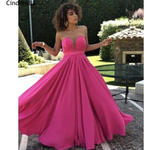 Sexy Prom Dresses Sweetheart Sleeveless Floor Length A-Line Satin Pleated Prom Dresses With Zipper vestidos de fiesta de noche