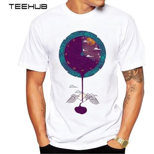 TEEHUB Mens New Fashion Night Falls Clock Design Short Sleeve T-Shirt Cool Tops Hipster Tee Shirts