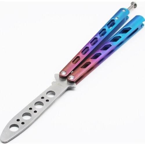 Butterfly Trainer Knife Arc Angel 440C Blade Titanium Handle Jilt Not Sharp Hunting Folding Pocket Knife gift knives