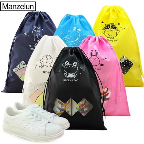 Thicken Shoe Storage Bag Clear Window Travel Shoe Cartoon Pouch Bra Lingerie Drawstring Bag Xmas Decoration Organizer 60XX