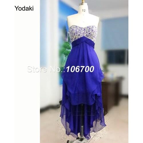 Vestido festa Free Shipping High Low Gown Short Front Long Back Sweetheart Hand Crystal Beading Pleat prom dresses