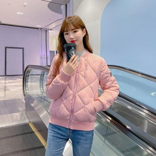 Beardon Winter Womens Korean Style Short Fashion Warm Parkas Jacket Womens Baseball Uniform Lightweight Down Cotton Jacket
