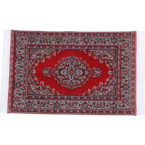1:12 Woven Floral Rug Floor Coverings Gifts Dollhouse Miniature Embroidered Carpet Decoration Craft Figurines Toys