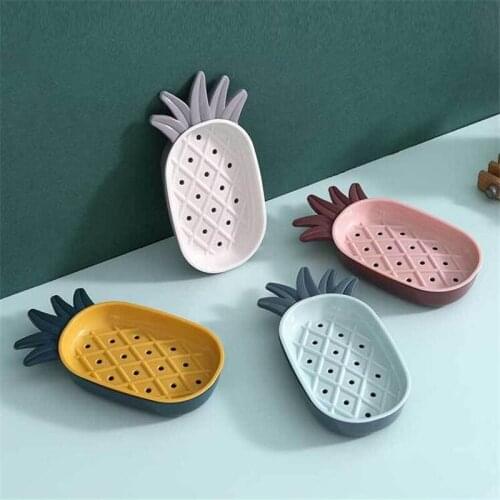 1PC Pineapple Soap Holder Double-layer Bathroom Accessories Plastic Shower Soap Dish Non-slip Draining Tool Drainage Soap Box