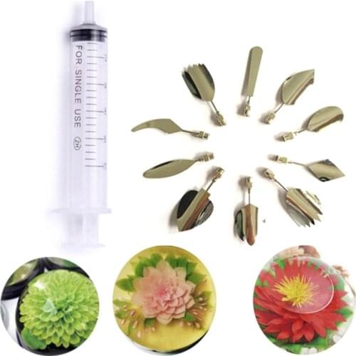 10 pcs 3D Jelly Flower Pudding Nozzle Mold +1 Syringe Tool Cake Jello Gelatin Art Tool Russia Nozzle DIY Cake Decorating Tools