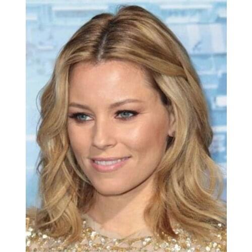 100% Human Hair Elizabeth Banks Medium Ombre Loose Wave Hairstyle Monofilament Top Lace Full Wigs