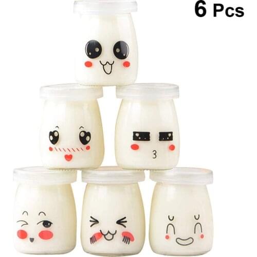 6pcs Cute Small Glass Yogurt Jars With Lids Baby Food Jars Pudding Honey Jar Replacement Glass Jars For Honey Wedding Shower Fav