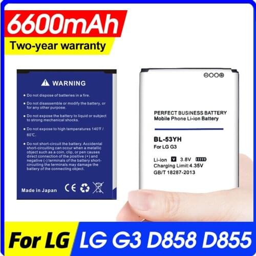 6400mAh BL-53YH BL53YH Battery for LG G3 D858 D855 D857 D859 D850 F400 F460 F470 F400L D830 D851 VS985 BL 53YH