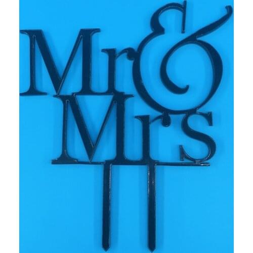Acrylic Black Wedding Cake Topper Bride Groom Mr Mrs Wedding Cake Decorations Accessory