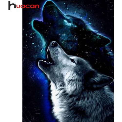 Huacan 5D Diamond Painting Cross Stitch Full Square/Round Wolf Diamond Embroidery Mosaic Animal DIY Home Decor