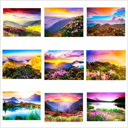 Diamond Painting Full Square Round Flower Hill Picture Of Rhinestones Diamond Embroidery Sale Mosaic Cross Stitch Home Decor