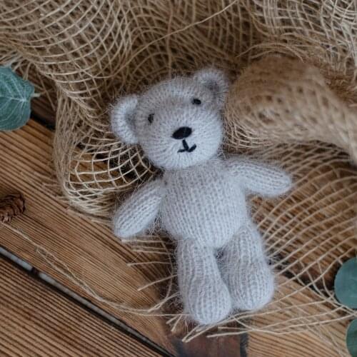 Angola Teddy Bear Newborn Photography Props Hand Kitted Fuzzy Animal Toy Baby Photo Props