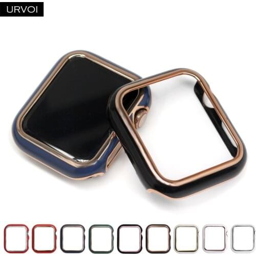 URVOI Bumper for Apple Watch series 6 SE 5 4 3 2 Shiny Plastic cover hard frame case for iWatch protector double colors