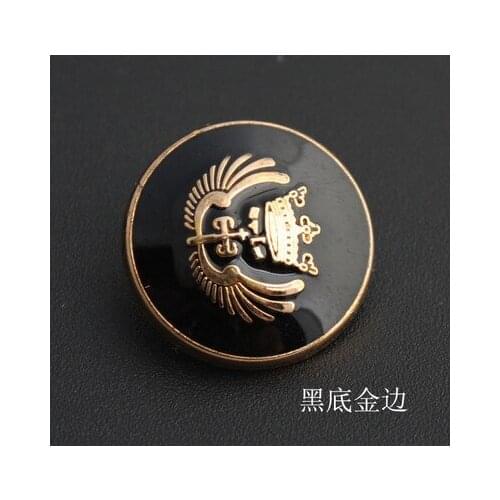 Free shipping 30pcs/lot black bottom gold edge High-grade metal suit coat buttons dust coat black wings shirt button 11.5-25mm
