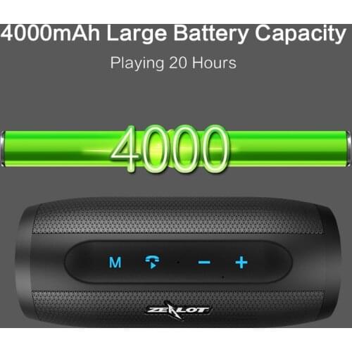 Zealot S16 TWS wireless bluetooth speaker portable HIFI subwoofer stereo, 4000mAh large battery, waterproof outdoor power bank U