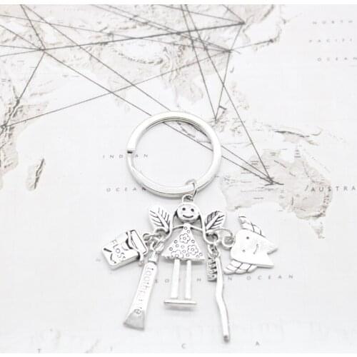 Creative Personality Dentist Keychain Fairy Tale Wallet Dental Surgery Amulet Unique Hygiene Fairy Tale Birthday Gift Keychain