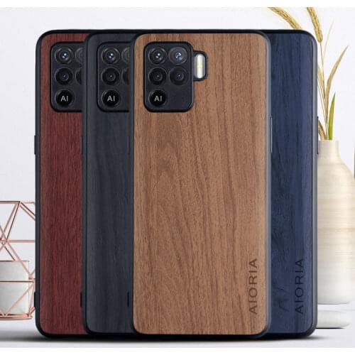 Vintage case for OPPO F19 Pro TPU+PC + woodLike PU leather skin coque fundas covers for OPPO F19 Pro
