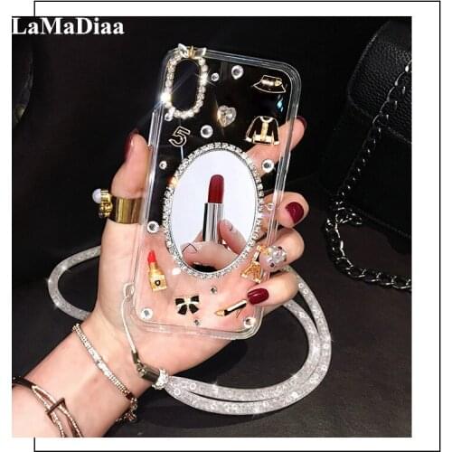 Luxury Glitter Bling Mirror Case For Samsung A3 A5 A7 2017 A9 A8 A6 PLUS A50 A70 M30 Soft Diamond Rhinestone Cover Coque Cases