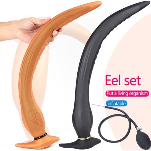 Long Anal Plug Huge Inflatable Butt Plug BDSM Vagina Anus Expansion Dildo Pump Adults Erotic Sex Toys For Men Women Masturbator