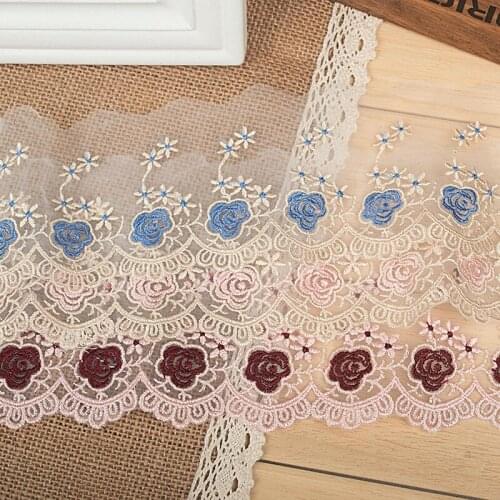 Hot selling 8 cm color embroidered gold lace Clothing embroidery textiles lace fabric