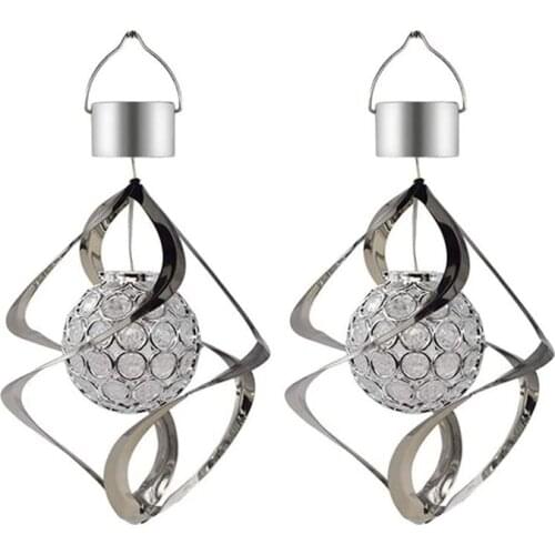 GTBL 2 Pcs Solar Power Wind Chime Color Changing Hanging Light Decor Hanging Spiral Garden Spinner Light for Outdoor Garden