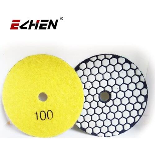 ECHEN TOOL 7pcs 4"/100mm Diamond Dry Polishing Pad For Granite Marble Concrete Grit #100 Flexible Sanding Disc Stone Polisher