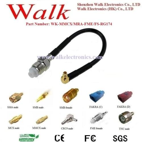 Mmcx connector cable antenna: MMCX male right angle to FME female straight with rg174 cable