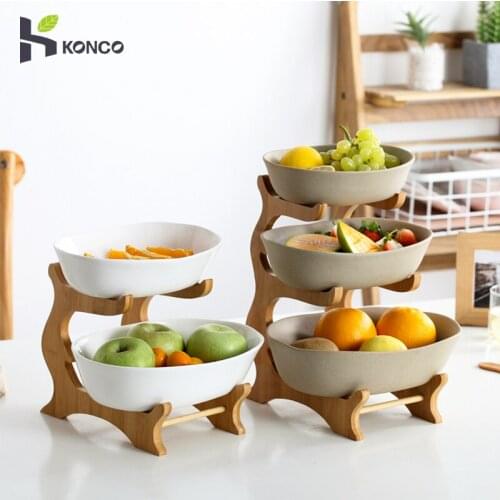 Konco Ceramic Candy Dish Living Room Home Multi-layer Fruit Plate Snack Plate Creative Modern Dried Fruit Fruit Basket Tableware