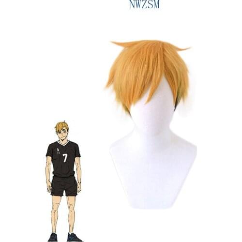 Haikyuu!! Miya Atsumu Short Cosplay Wig Yellow and Black Heat Resistant Synthetic Hair Volleyball Men Costume Play Wigs