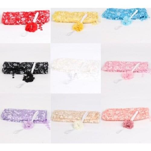 Lace Floral Baby Receiving Blankets Hairband Accessories Sets Newborn Photography Props Baby Girl Scarf Swaddling Towel Headband