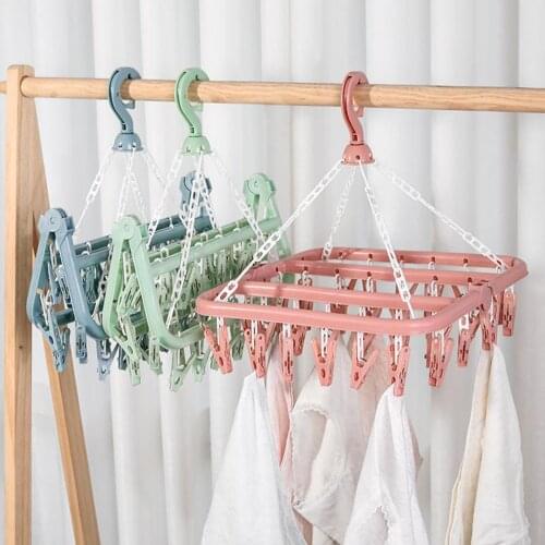 Square Sock Dryer for Underwear Lingerie Baby Clothes and Small Laundry Items, Rotatable Drying Rack with 32 Peg