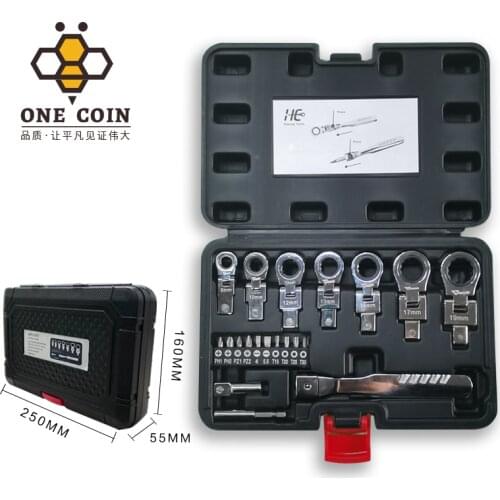 Multifunctional Repair Tool Box Removable Screwdriver Wrench ,20Pcs Combination Spanner Set 8-19MM Ratchet Wrench