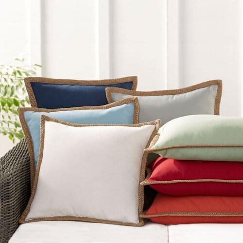 45x45CM solid color hemp frill cushion cover simple umbar pillow cover decorative waist pillowcase household