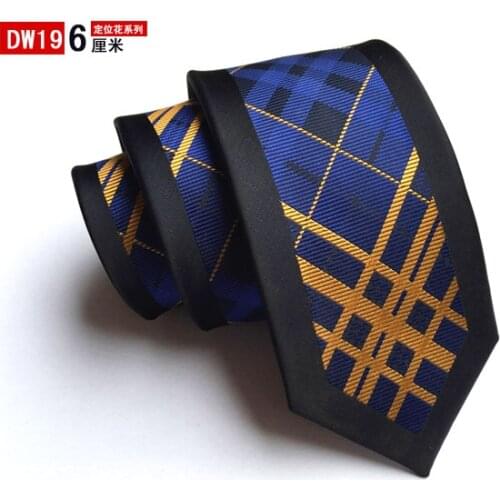 New Fashion Skinny Ties 2400 Strands High Density Woven Necktie Blue with Gold Blue Plaids