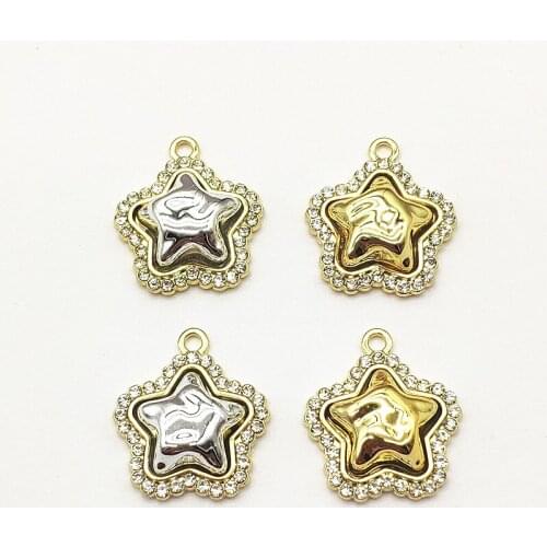 New arrival! 21x19mm 50pcs Rhinestone Star shape Charm for Handmade Necklace Earring DIY Parts Jewelry Findings & Components