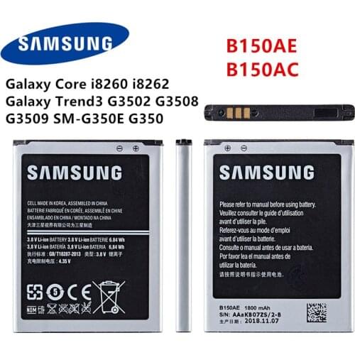 SAMSUNG Orginal B150AE B150A Battery 1800mAh For Samsung Galaxy Core i8260 i8262 Galaxy Trend3 G3502 G3508 G3509 SM-G350E G350