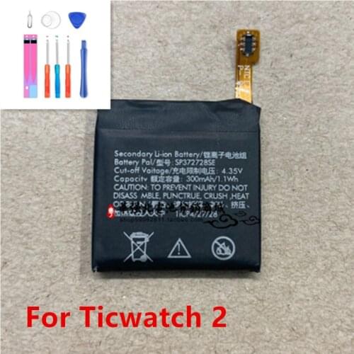 Original Replacement Watch Battery SP372728SE For Ticwatch 2 Ticwatch2 WE11056 Genuine Watch Battery 300mAh With Free Tools