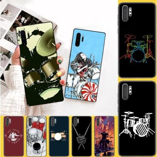 PENGHUWAN Musical Instrument Drum Drawing Black Soft Shell Phone Case Capa for Samsung Note 3 4 5 7 8 9 10 pro M10 20 30