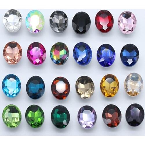 Multicolor Pointback Oval Faceted crystal glass stones Craft Art DIY Gems Rhinestone Strass High Shine Nail Art Stones