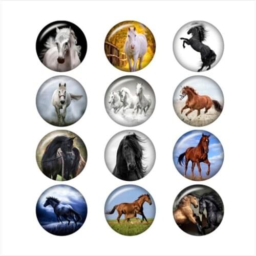50PCS Mixed Glass Snap Button Jewelry Horse For DIY 18MM Button Snap Bracelet Necklace Jewelry
