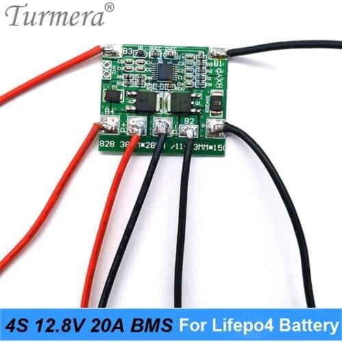Turmera 4S 20A 12.8V 14.4V 32650 32700 Lifepo4 Battery Balanced BMS for Electric Boat Uninterrupted Power Supply 12V Car Battery
