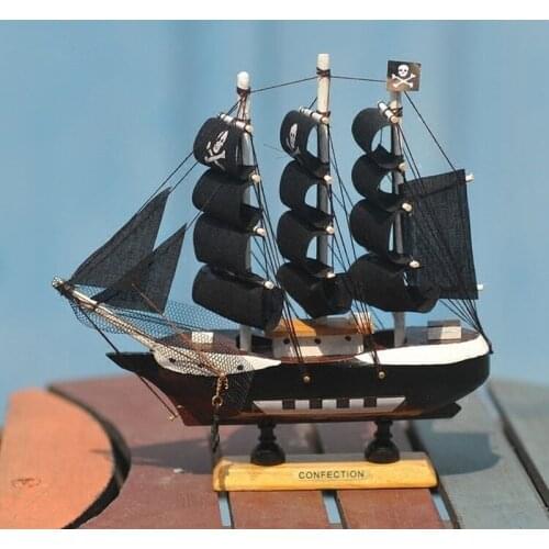 Home Decoration Mediterranean Style Caribbean Pirate Black Pearl Ship Model Birthday Gift Mediterranean Style Desk Ornament A01